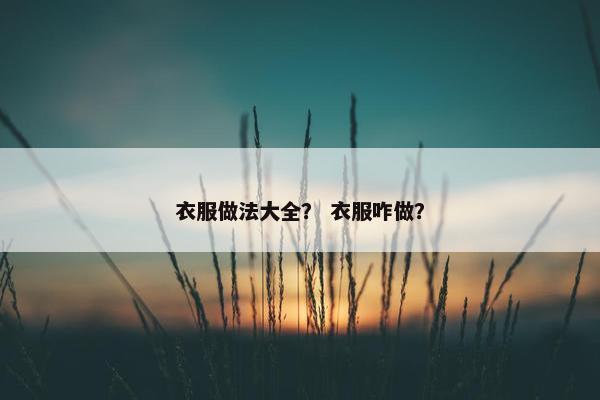 衣服做法大全？ 衣服咋做？