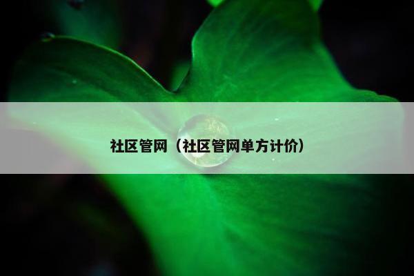 社区管网（社区管网单方计价）