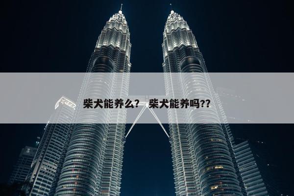 柴犬能养么？ 柴犬能养吗?？