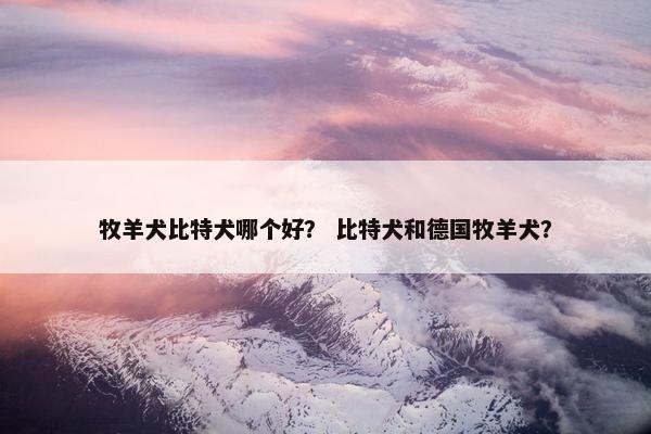 牧羊犬比特犬哪个好？ 比特犬和德国牧羊犬？