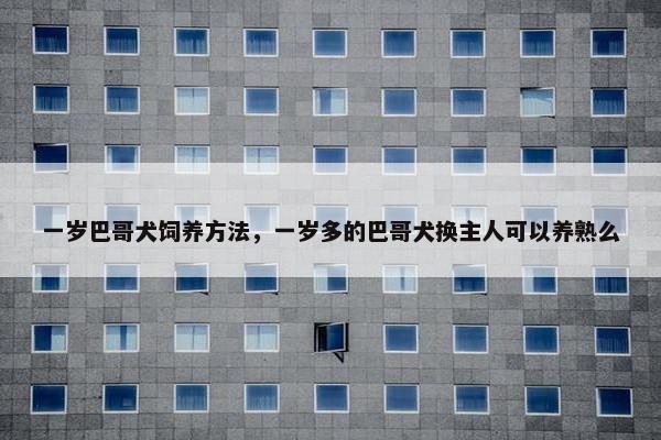 一岁巴哥犬饲养方法，一岁多的巴哥犬换主人可以养熟么