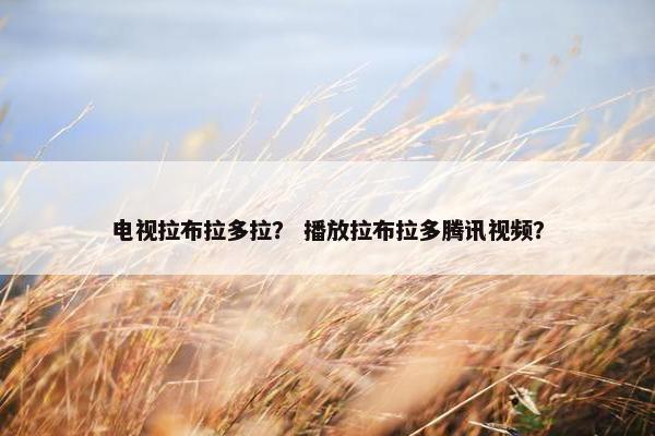 电视拉布拉多拉？ 播放拉布拉多腾讯视频？