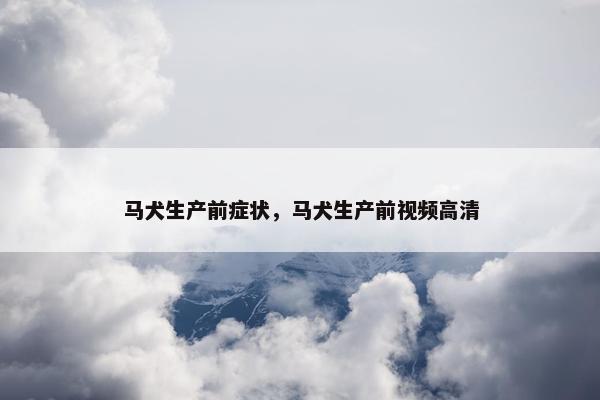 马犬生产前症状，马犬生产前视频高清