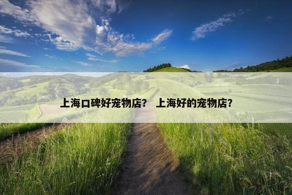 上海口碑好宠物店？ 上海好的宠物店？