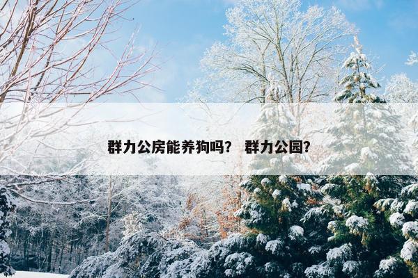 群力公房能养狗吗？ 群力公园？