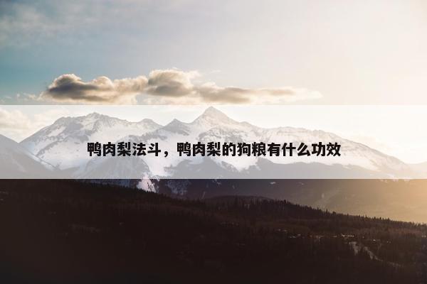 鸭肉梨法斗，鸭肉梨的狗粮有什么功效