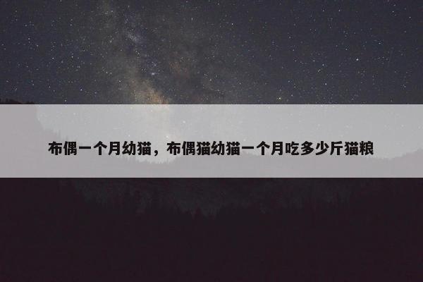 布偶一个月幼猫，布偶猫幼猫一个月吃多少斤猫粮