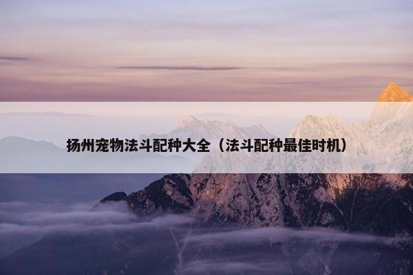 扬州宠物法斗配种大全（法斗配种最佳时机）